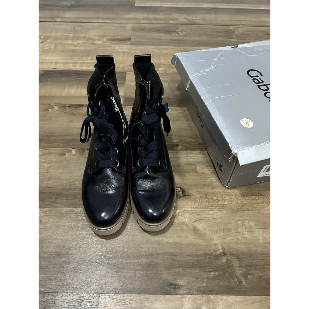 Gabor 91.711 Lace/Zip Boots Black Leather Women's US Size 8.5 New In Box